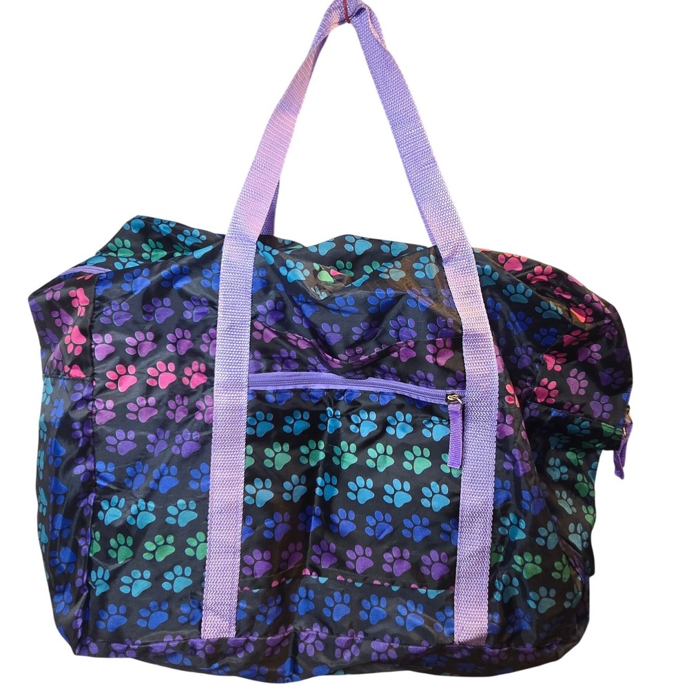 The Animal Rescue Site GreaterGood Packable Large Duffel Bag ~17x14x7 Paw prints